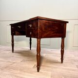 Flat Desk In Mahogany And Mahogany Feather Jacob Feet Louis Philippe Period XIX Eme Century