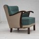 1950s, Danish armchair, original green/beige furniture wool, beech wood.