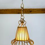Vintage rattan pendant lamp 60s