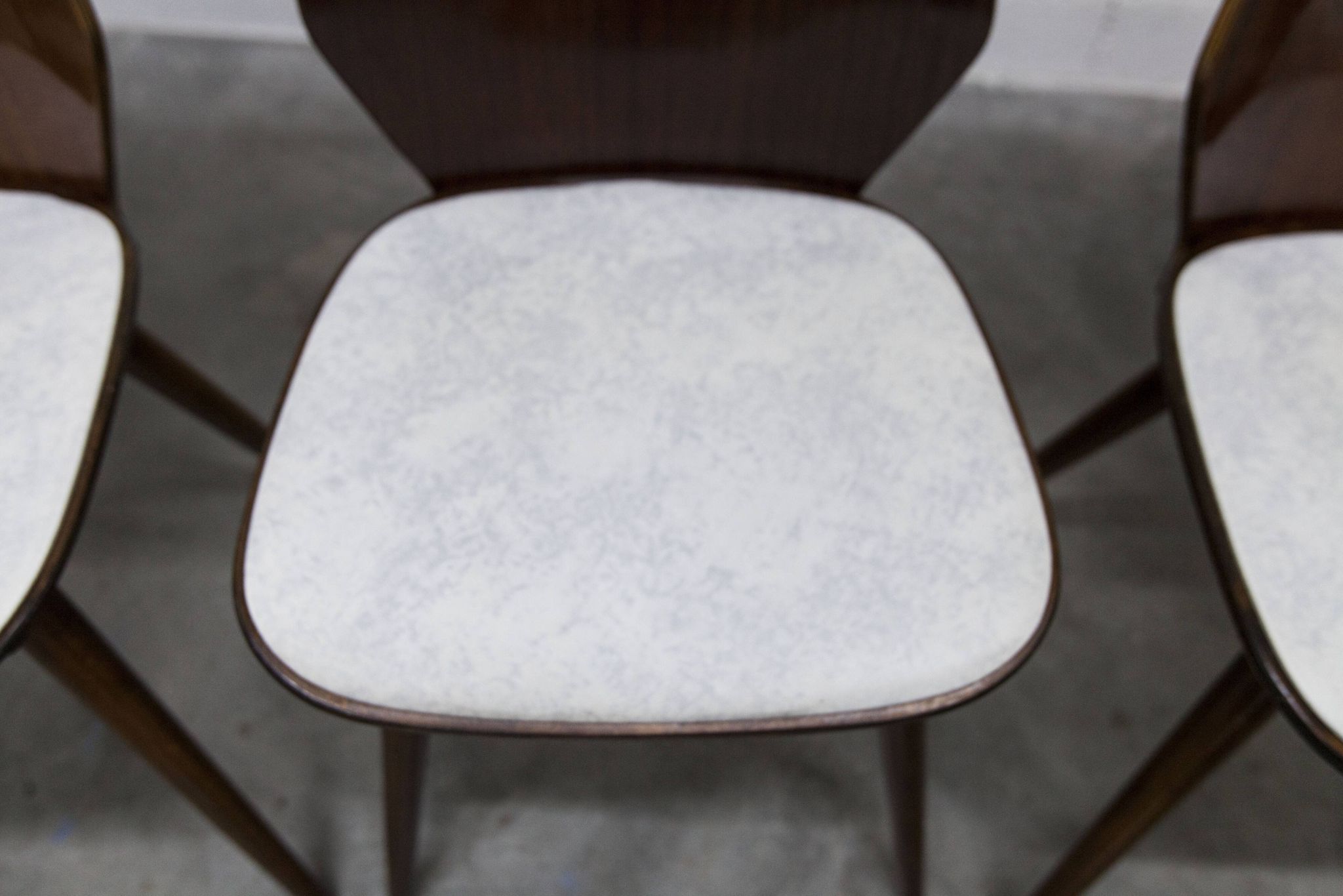 Set of 6 Baumann model 840 G2S chairs in varnished mahogany finish, 1963