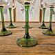 6 verres à vin d'Alsace au décor gravé (raisin), pied vert