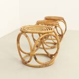 Set of three 1970s rattan stools, Spain.