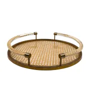 Hollywood regency luxury Vienna straw tray, Dior Home, France 1980