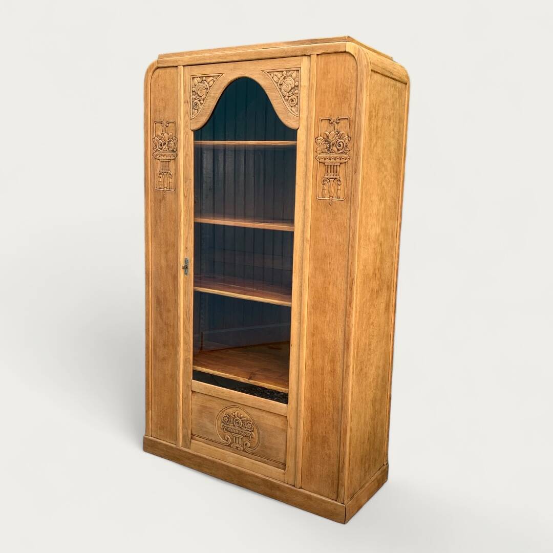 Armoire parisienne vitrée art déco bois brut 1930
