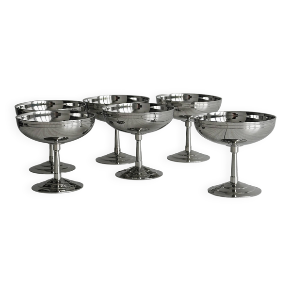 6 coupelles sur pied en inox Letang Remy