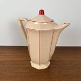 Digoin-Sarrguemines Art Deco pink and red coffee/tea set