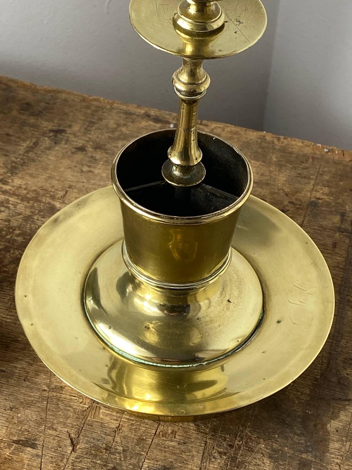 Antique solid brass candle holder