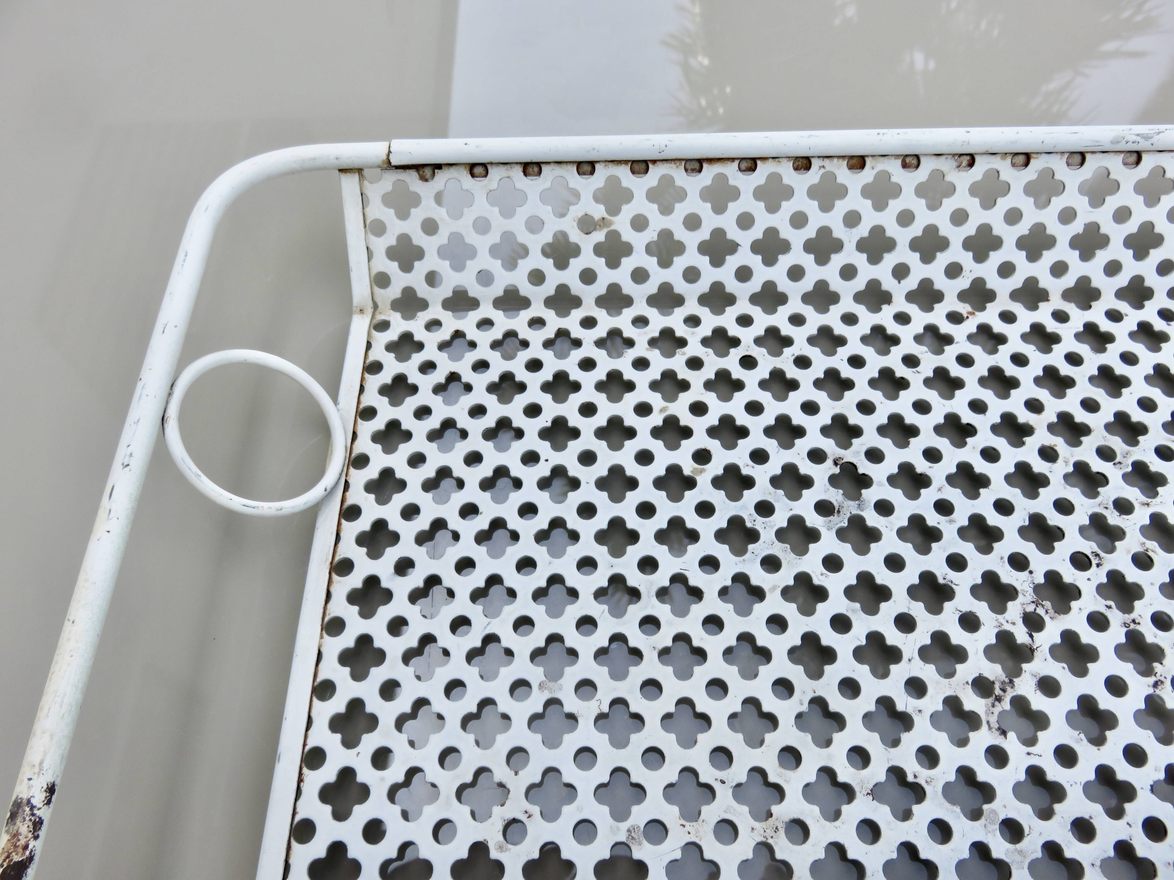 Mathieu Mategot perforated metal plateau, white clover, from the 1950s or 1960s.
