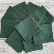Set of 8 monogrammed fir green towels EH - 65x61cm - linen