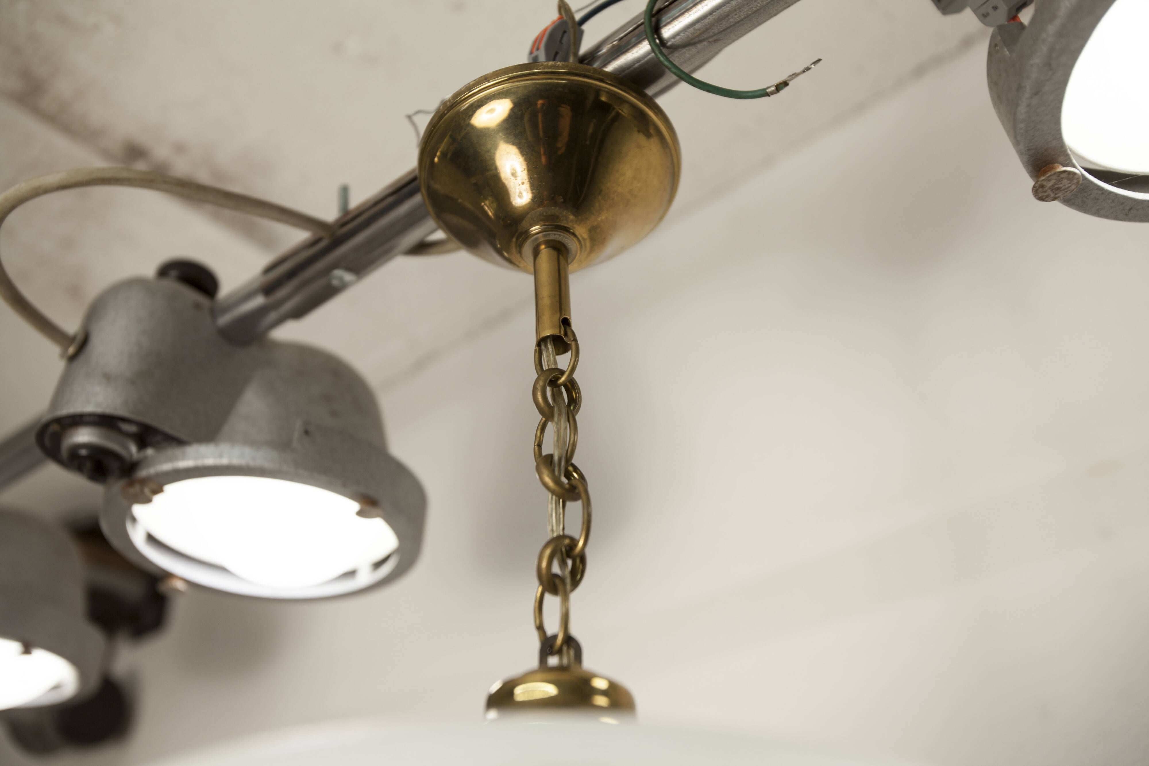 Lustre Italy 1960 striped glass and mid-century brass 1950