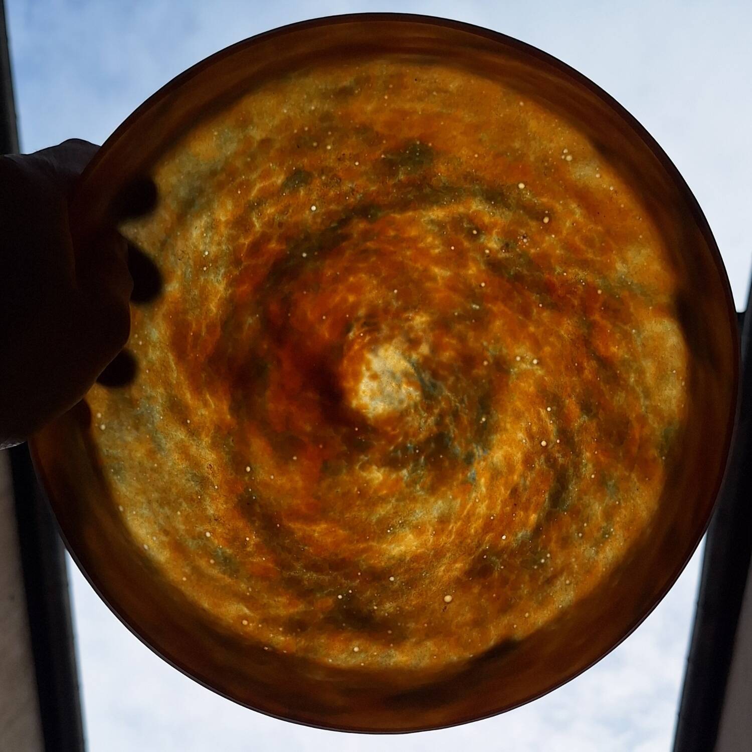 Glass and wrought iron fruit bowl