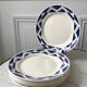 Set of 6 flat plates Badonviller model Courtilles royal blue art deco 30s