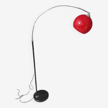 Lampadaire arc globe rouge vintage