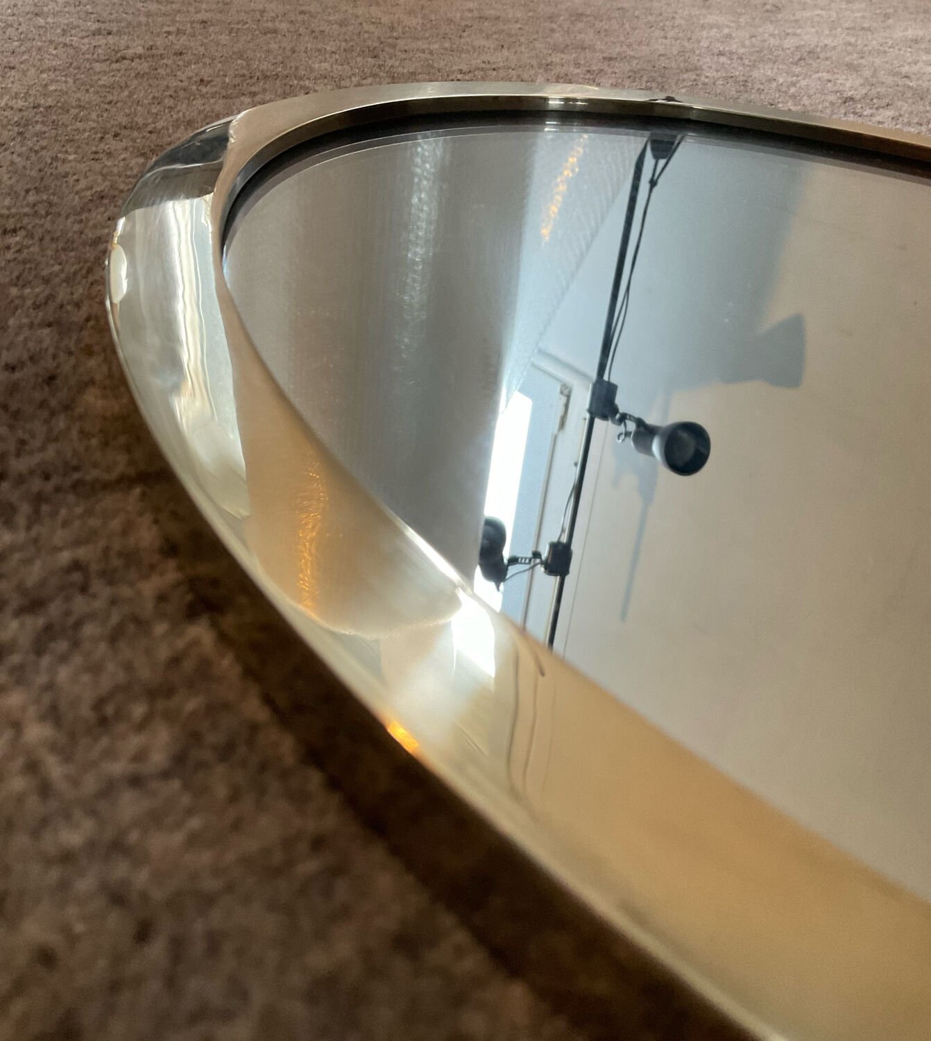 Vintage oval mirror in solid brass