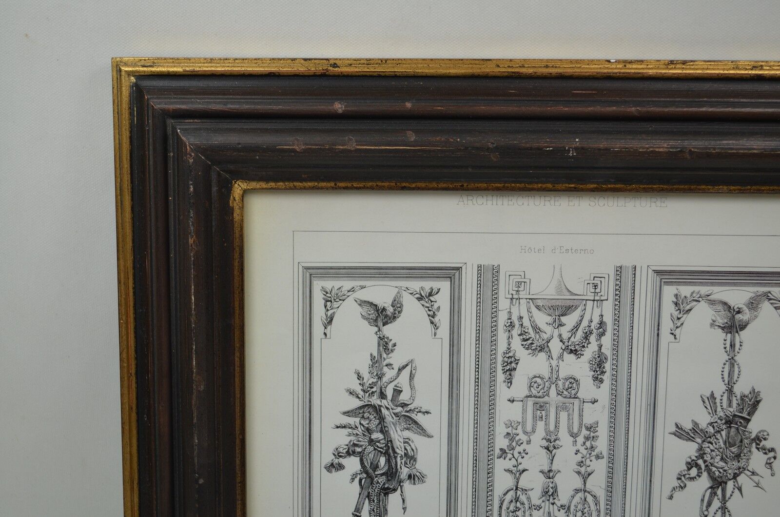 Room framed under glass "architecture and sculpture Louis XVI"