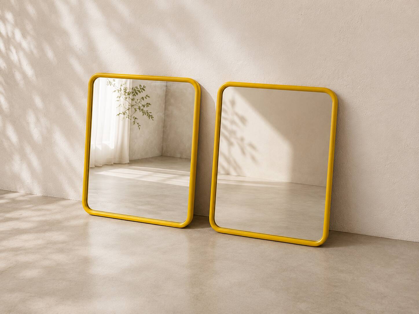 Pair of vintage yellow mirrors — 70s/80s