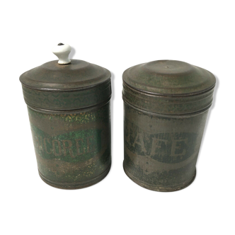 Lot de deux boites tôle café Chicorée vintage tin box