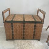 Vintage rattan bench chest
