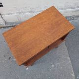 Wooden bedside table, compass legs, 1950