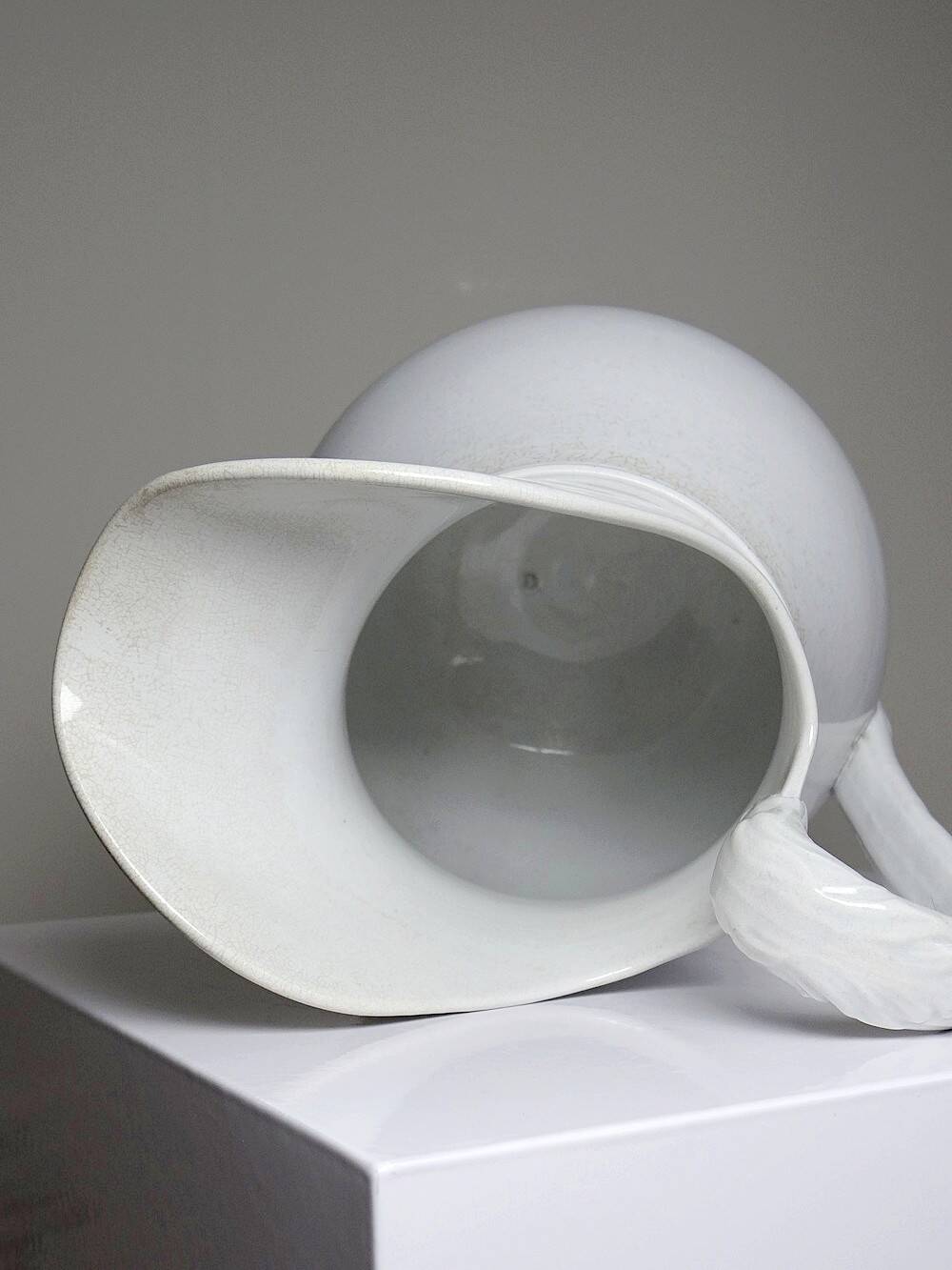 Antique white earthenware toilet jug from Pexonne, France