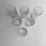 Silver Base Clear Glass Set of 6 - Italian 1960s Etched Wheat and Floral Design