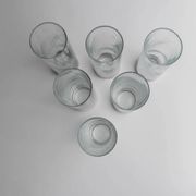 Silver Base Clear Glass Set of 6 - Italian 1960s Etched Wheat and Floral Design