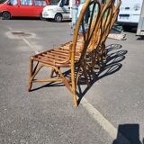 Vintage rattan and glass set - round table + 4 chairs