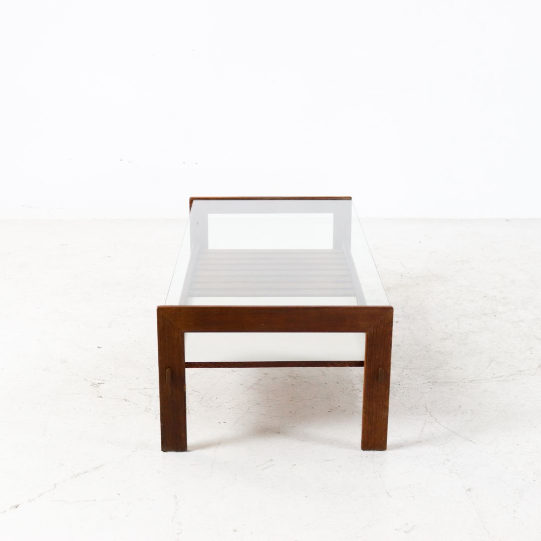 Table basse wengé & verre fumé