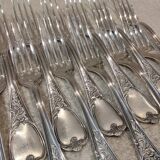 12 silver-plated metal table forks Ercuis Dubarry model