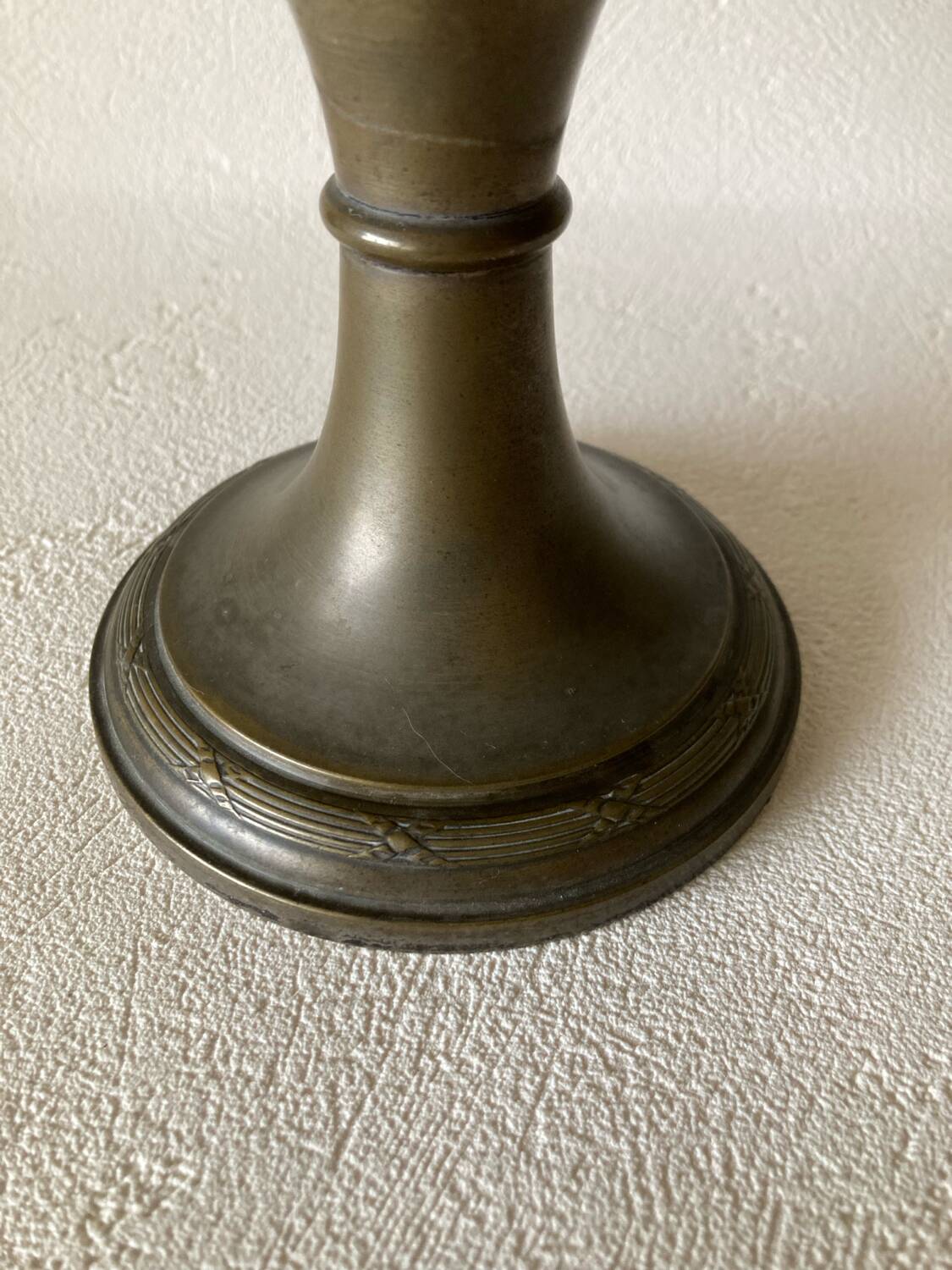 Antique crystal fruit bowl on a brass pedestal