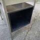 Vintage desk in smoked glass and brushed steel. 1970. Suspended box