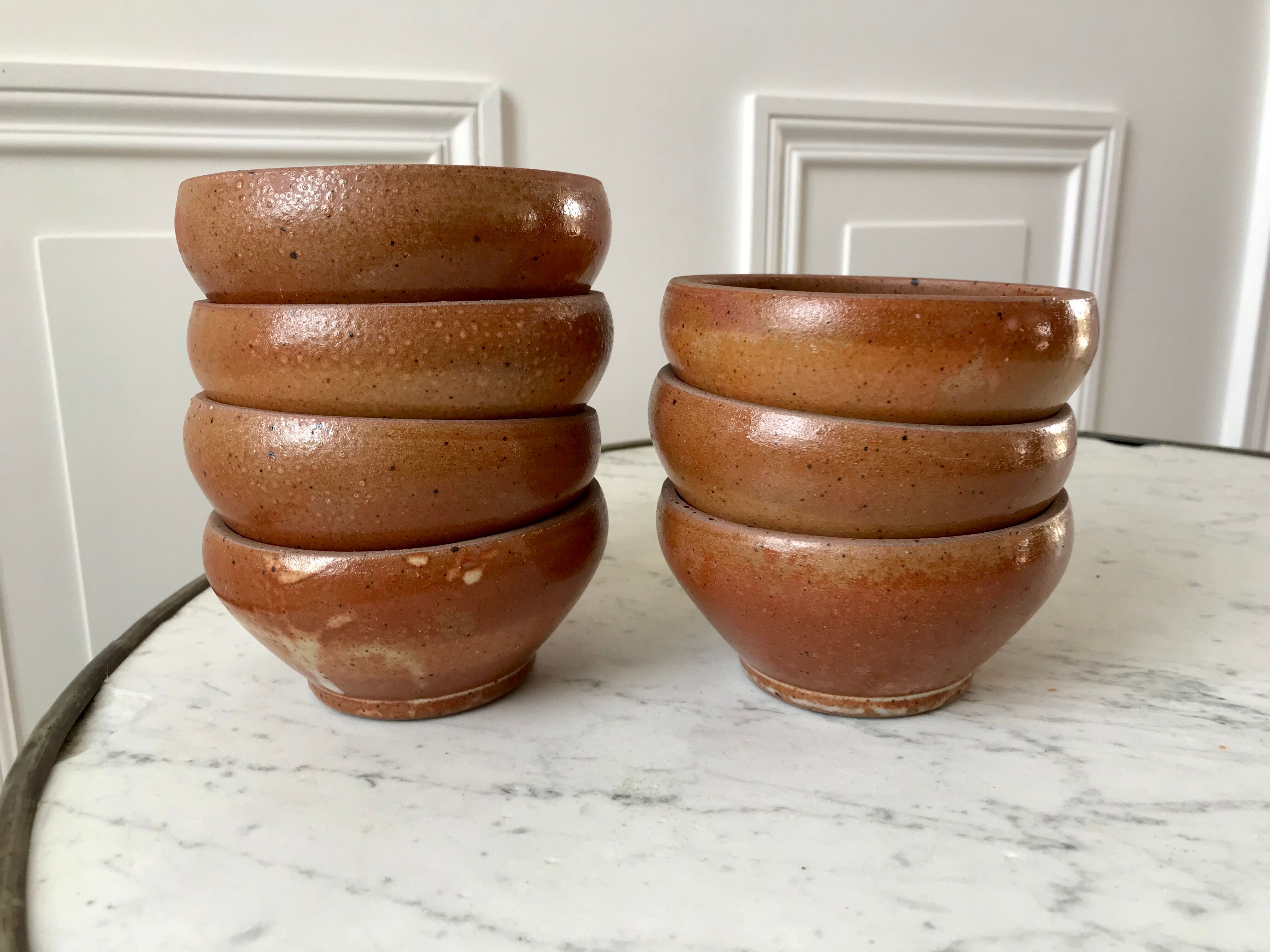 Set of 7 bowls in stoneware handmade 70s vintage