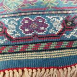 Tunisian carpet in turquoise wool and fuchsia 157x267cm