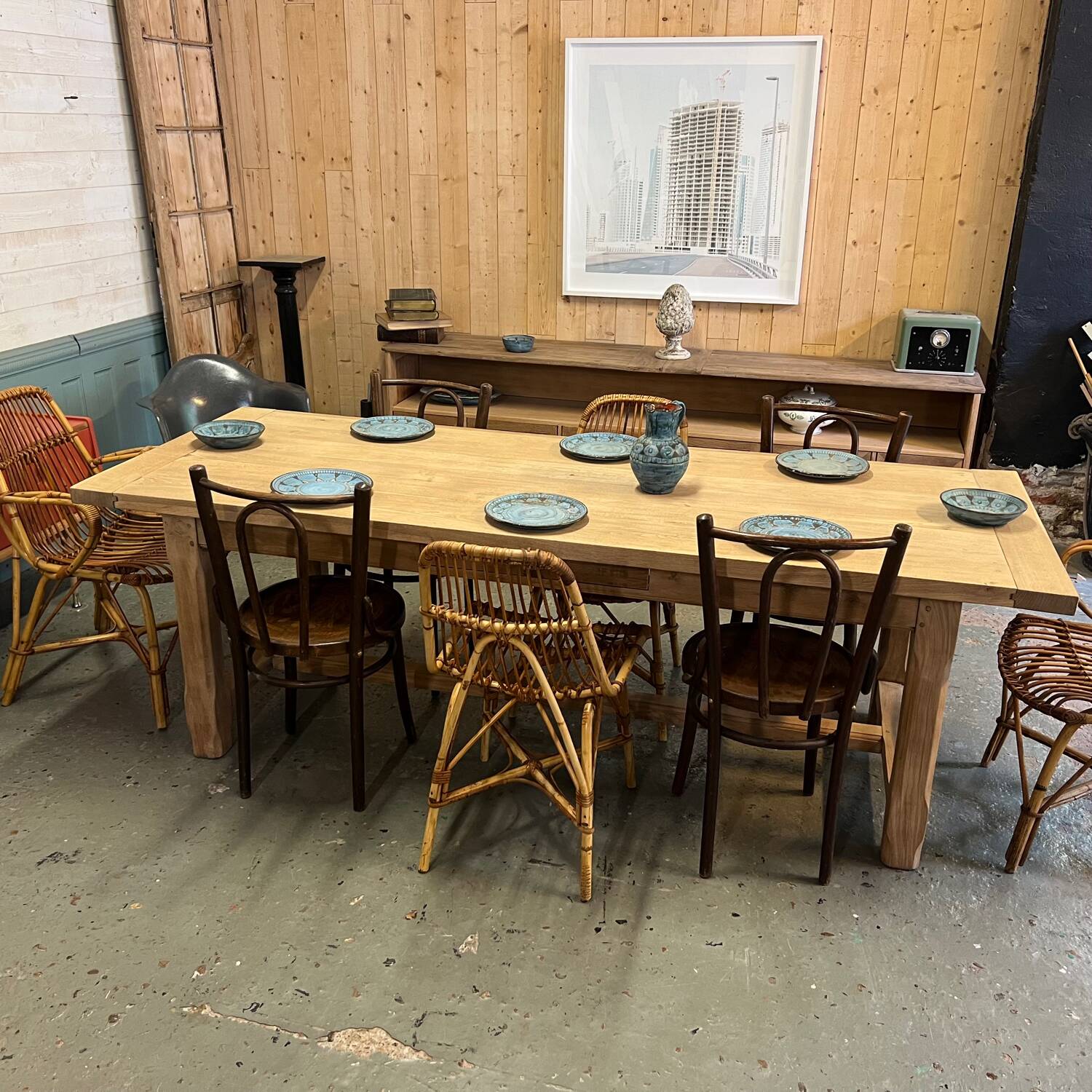 Solid oak farmhouse table