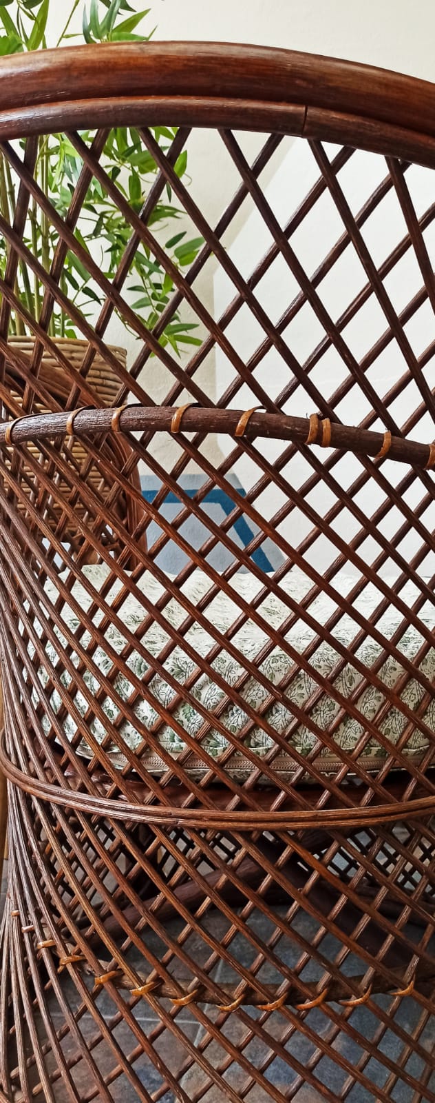 Pair of vintage bamboo rattan armchairs