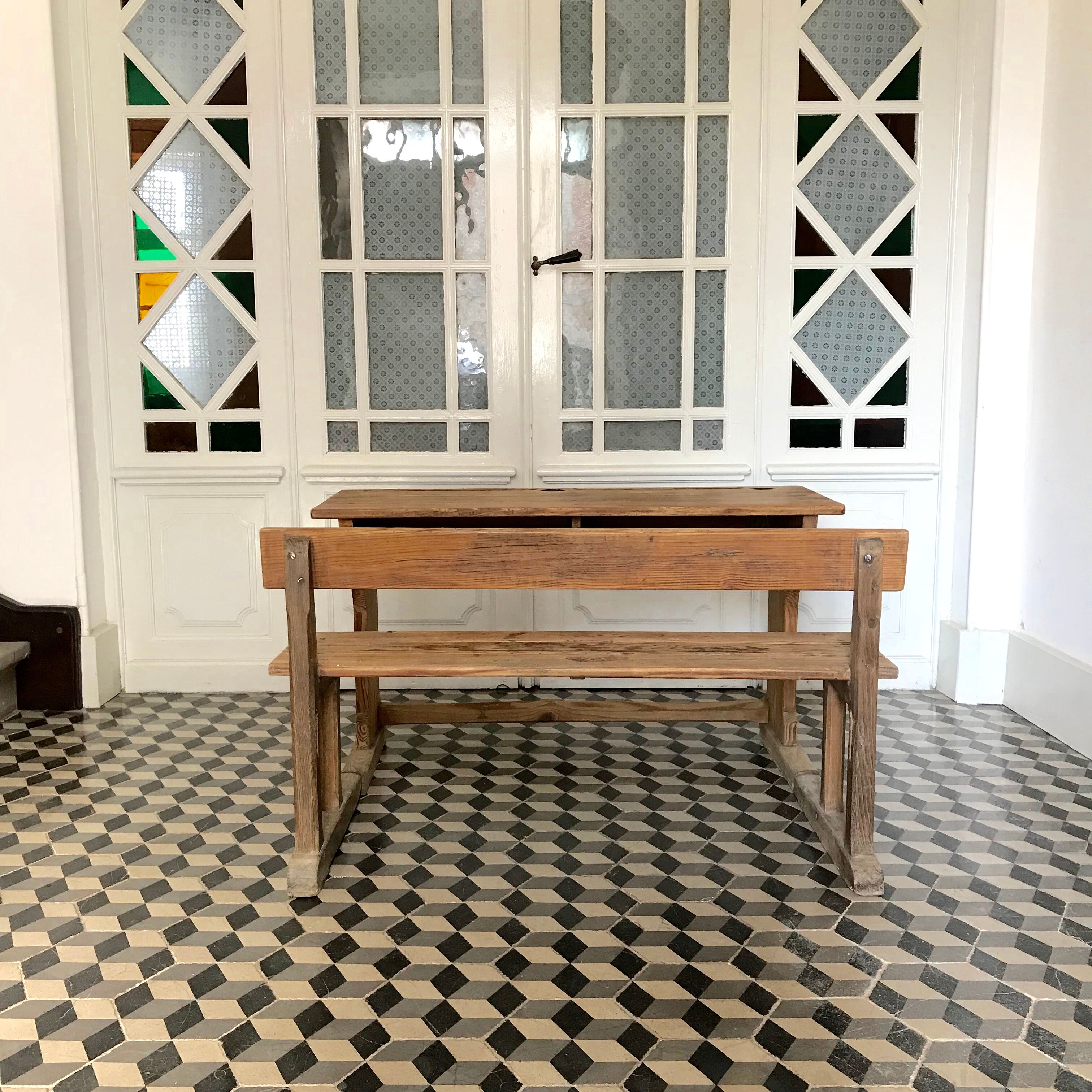 Ancien bureau écolier double