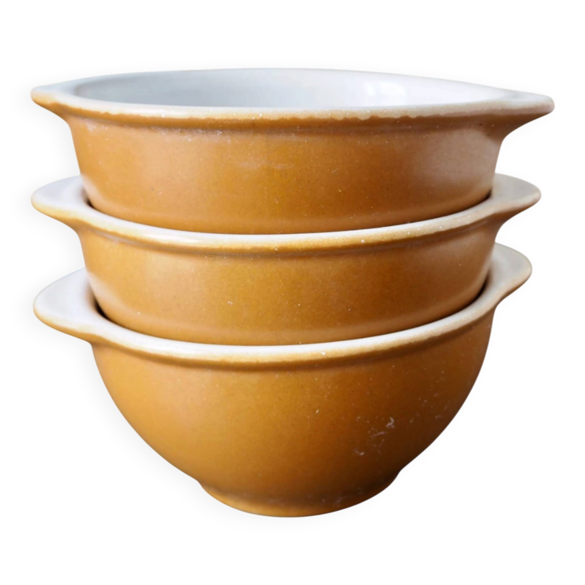 Set of three ear bowls Grespots Digoin, circa 1950