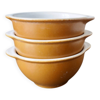 Set of three ear bowls Grespots Digoin, circa 1950