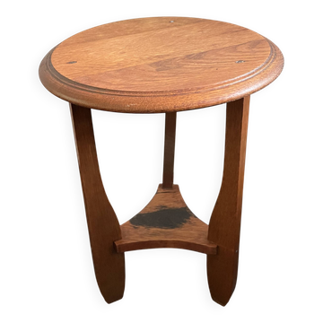 Art Deco, small, round oak side table. Amsterdamse school