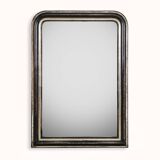 Miroir Napoléon III noir et argent doré du XIXe siècle