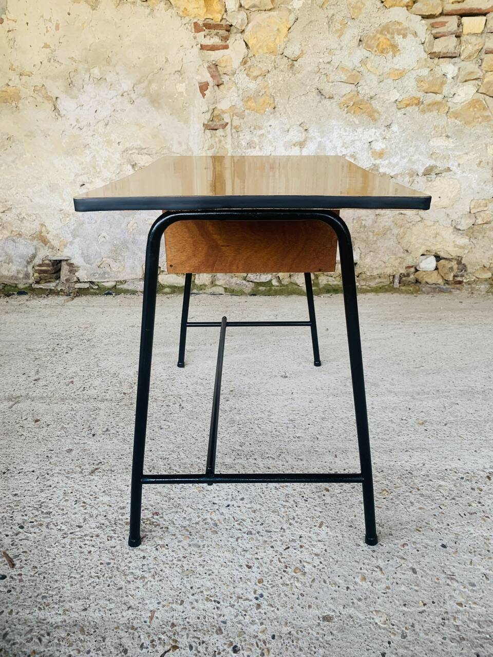 Vintage metal and formica desk with 2 drawers, circa 60's