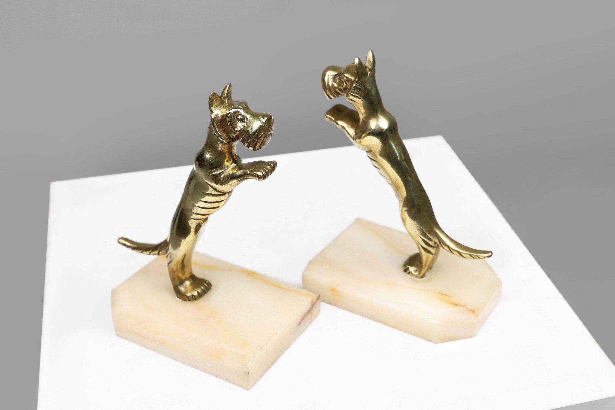 Art Deco Bookends in Copper with Marble Bases, France, 1930s, Set of 2