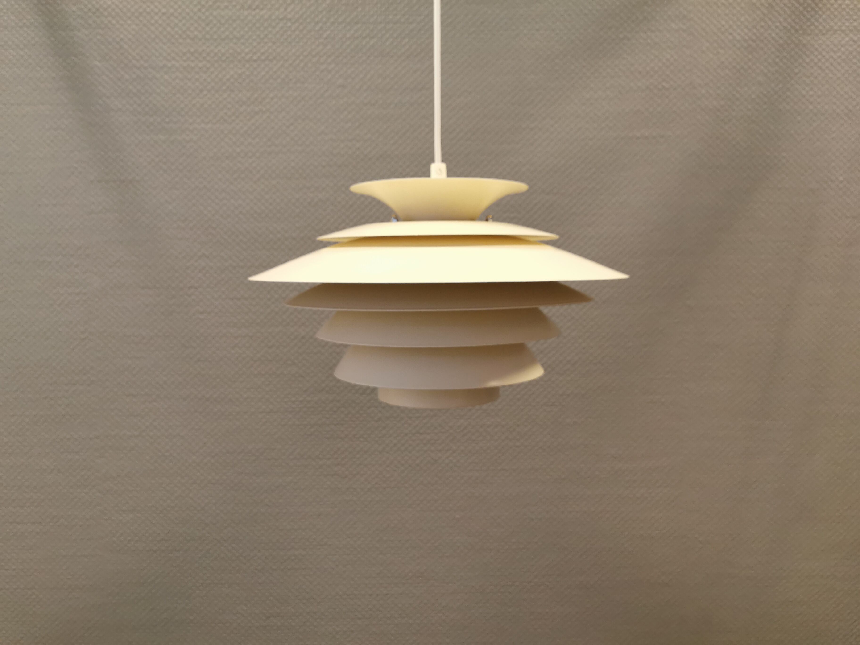 Danish hanging lamp in cracked white colour. produced by Design-Light in the 1980s, model Sofia.