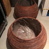 Large woven bamboo planter