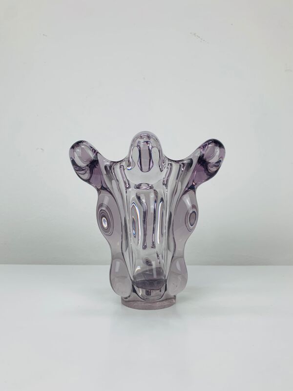 Vase Girafe en cristal Art Vannes, 1950, vintage