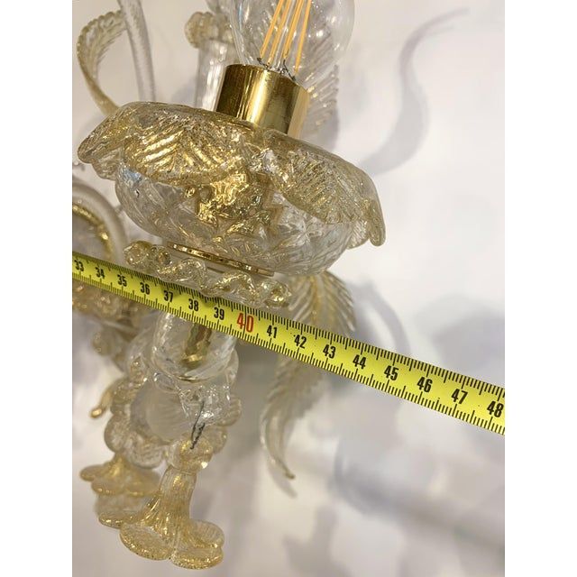Contemporary Floral Transparent-Gold "Ca' Rezzonico" Murano Glass Wall Sconce