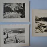 Old silver photo circa 1950 by L. Thomas in Morzine set of 3