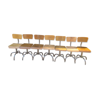Suite of 6 60s workshop chairs