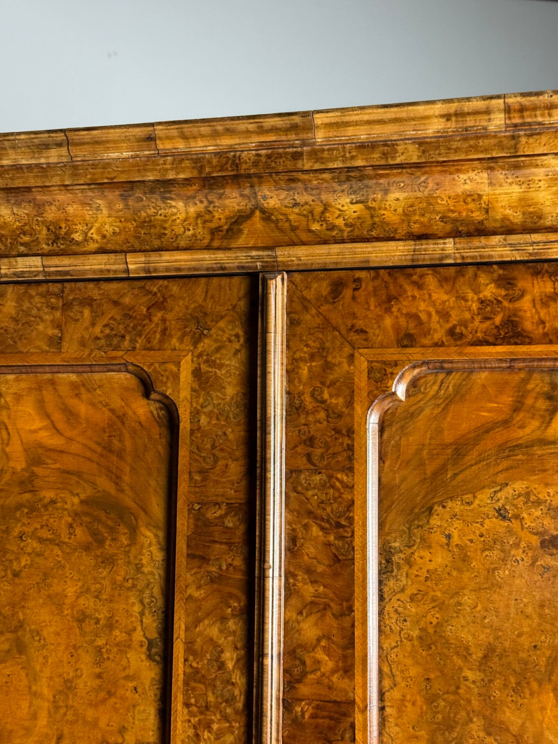 Burr walnut bureau bookcase 19th century