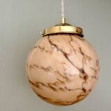 Vintage globe pendant light in marbled opaline